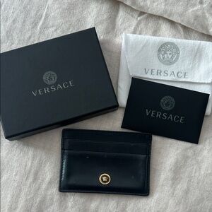 Versace unisex Black and Gold Card Holder